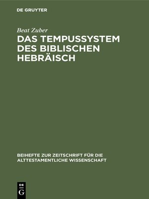 cover image of Das Tempussystem des biblischen Hebräisch